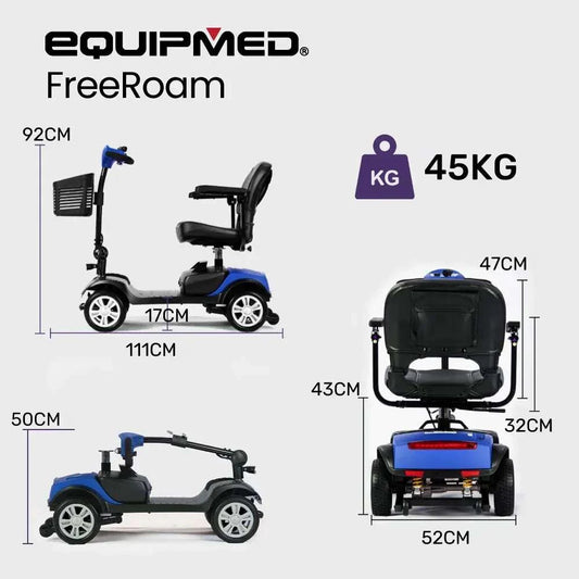 EQUIPMED Mobility Scooter Electric Motorised 4 Wheel Power Portable Folding