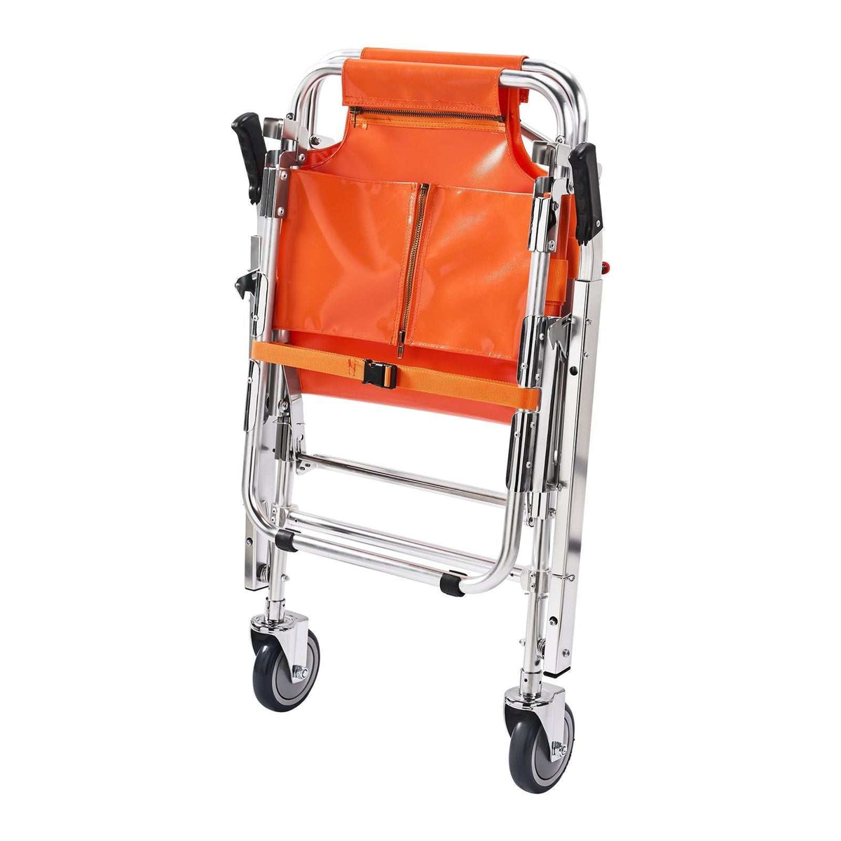 Foldable aluminum EMS stair chair with 2 wheels, 159 kg load capacity, portable emergency evacuation wheelchair for elderly and disabled