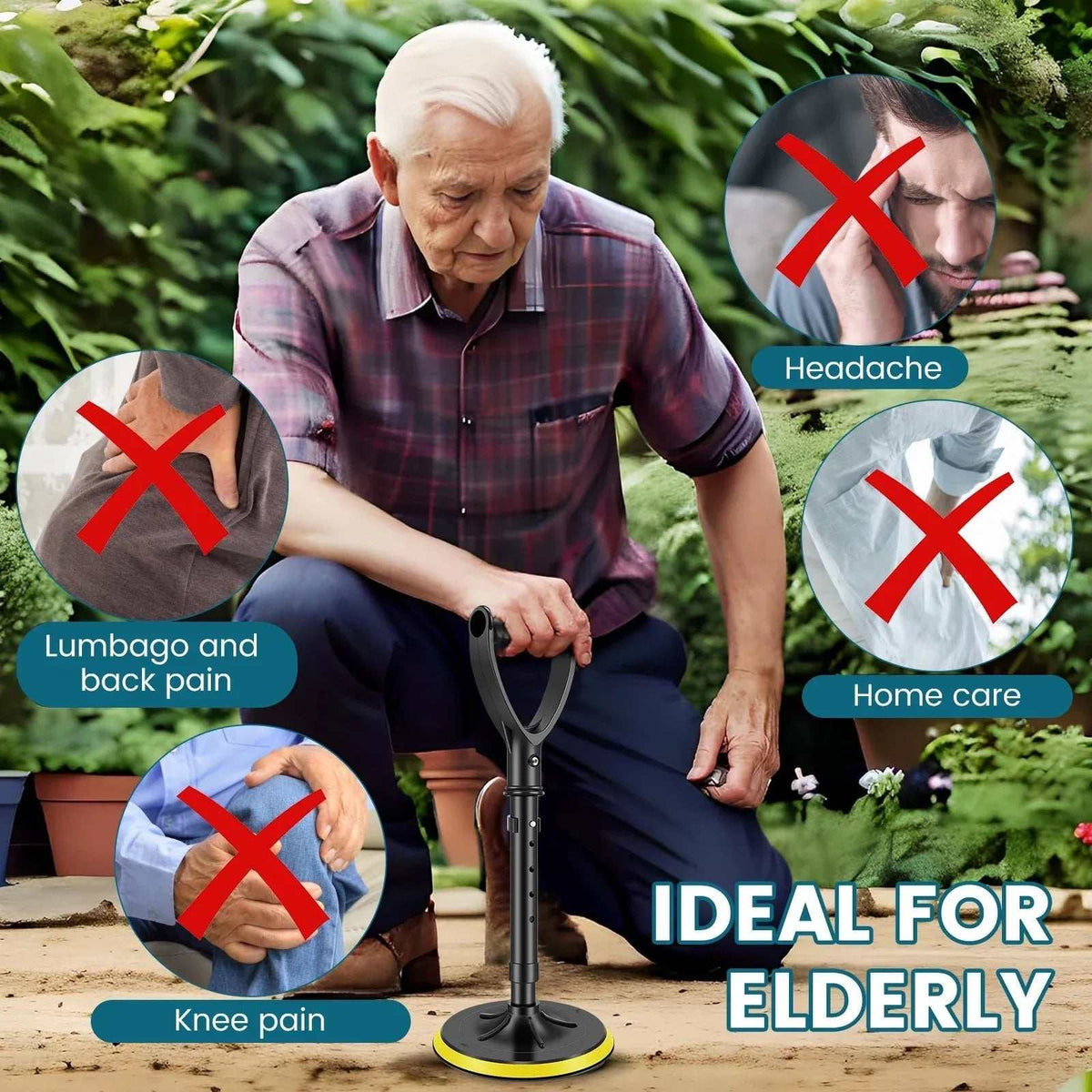 Height-adjustable yellow stand assist mobility aid with heavy-duty metal frame and non-slip base for elderly support