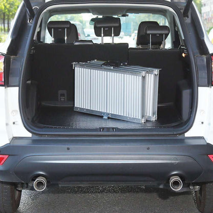 182cm portable folding aluminium access ramp with non-slip surface and side rails, 272kg load capacity