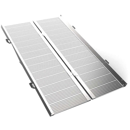 182cm portable folding aluminium access ramp with non-slip surface and side rails for wheelchair and mobility scooter access