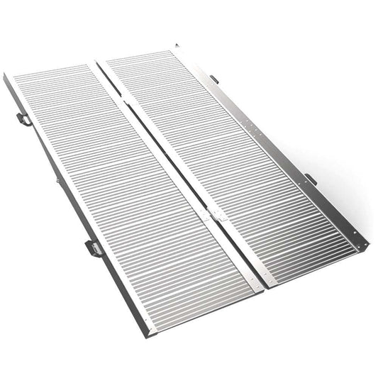 182cm portable folding aluminium access ramp with non-slip surface and side rails for wheelchair and mobility scooter access