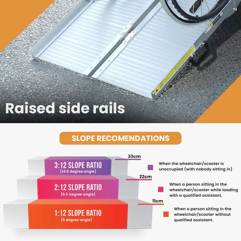 182cm portable folding aluminium access ramp with non-slip surface and 272kg load capacity