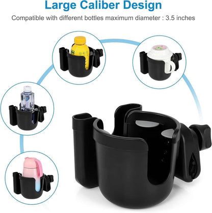 2-in-1 walker cup holder with phone holder attached to a walker handle