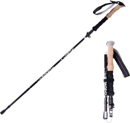 Black 2-piece adjustable foldable walking sticks with ergonomic grips and rubber tips for hiking and mobility support