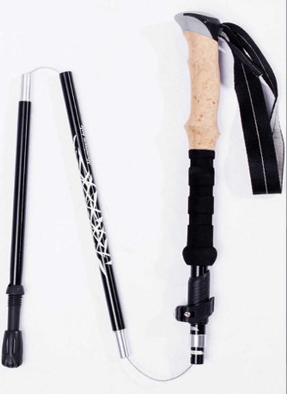 2-piece black adjustable folding walking stick set with comfort grip and non-slip rubber tips for hiking and mobility support