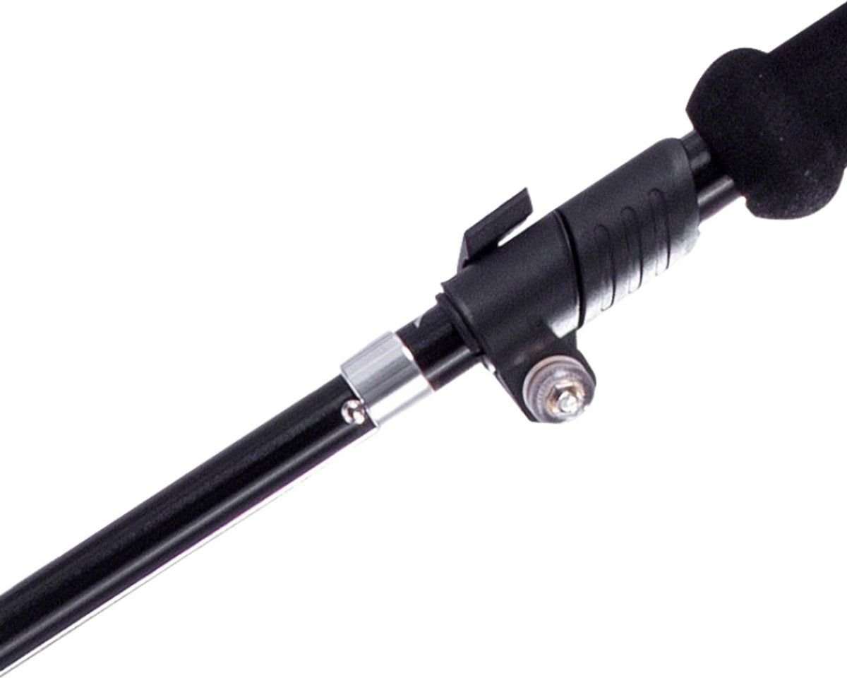 Pair of black adjustable walking sticks with foldable design and comfort grips, height 110-130 cm