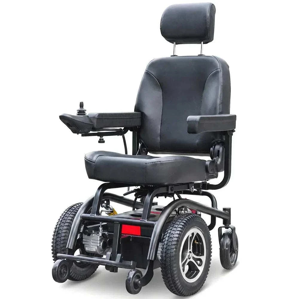 Equipmed PowerCruise Prestige front wheel drive electric wheelchair with 35km range and padded seat