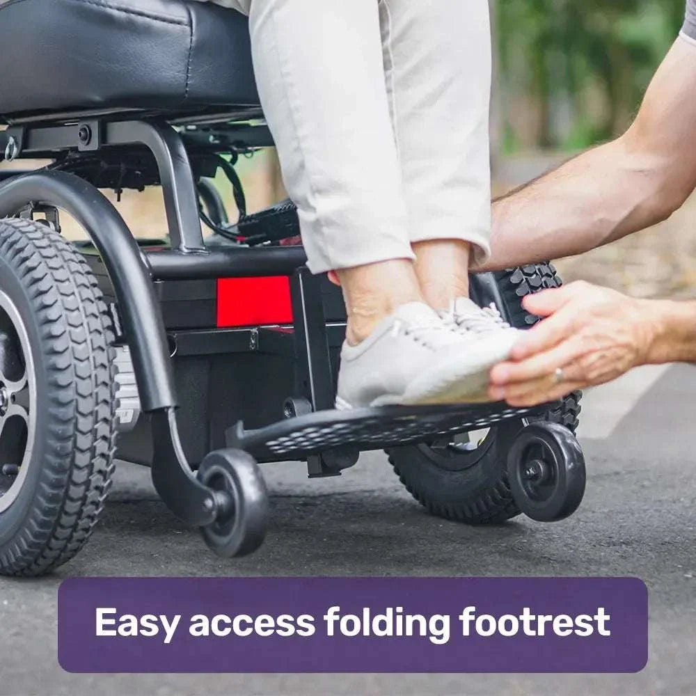Equipmed PowerCruise Prestige front wheel drive electric wheelchair with up to 35km range and ultra-comfortable design