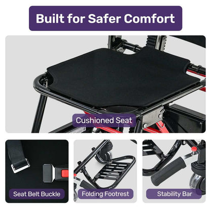Equipmed electric stair climbing wheelchair with aluminium frame, foldable design, and 169kg load capacity