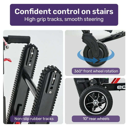 Equipmed electric stair climbing wheelchair with foldable aluminium frame and 169kg load capacity