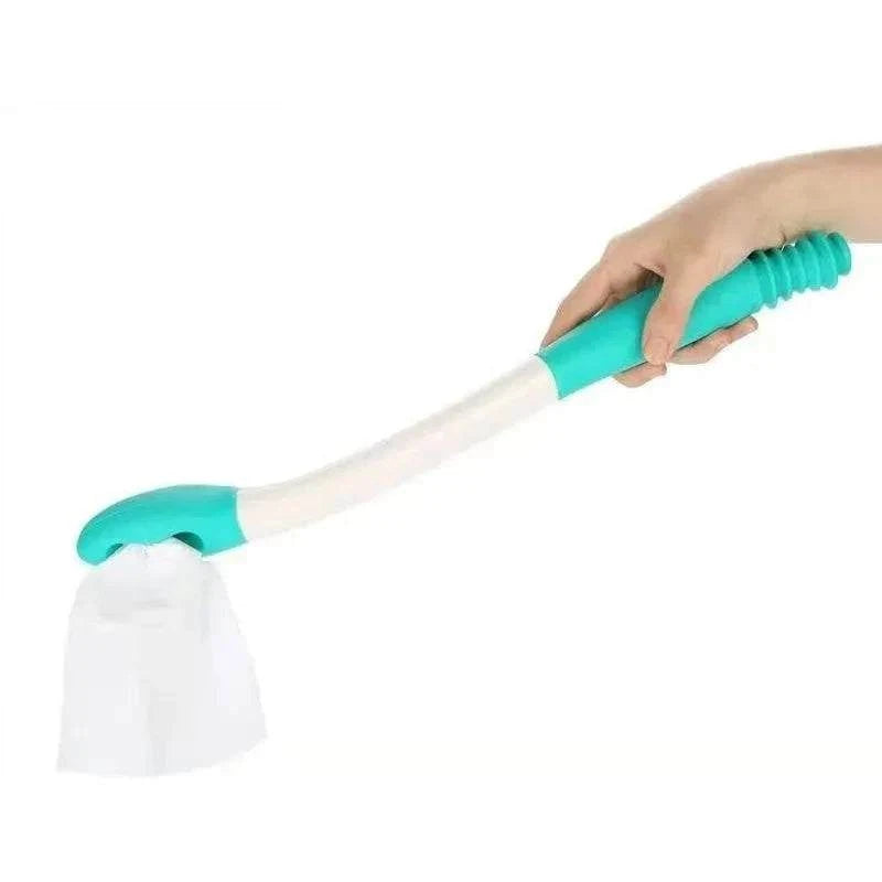 Bottom bum wiper toilet aid for elderly and disabled with ergonomic toilet paper cleaning stick