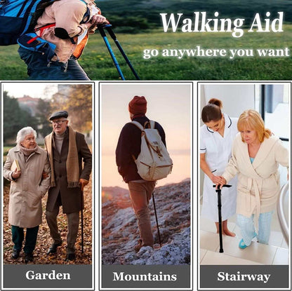 Foldable walking cane adjustable height ergonomic handle non-slip tip for elderly mobility support