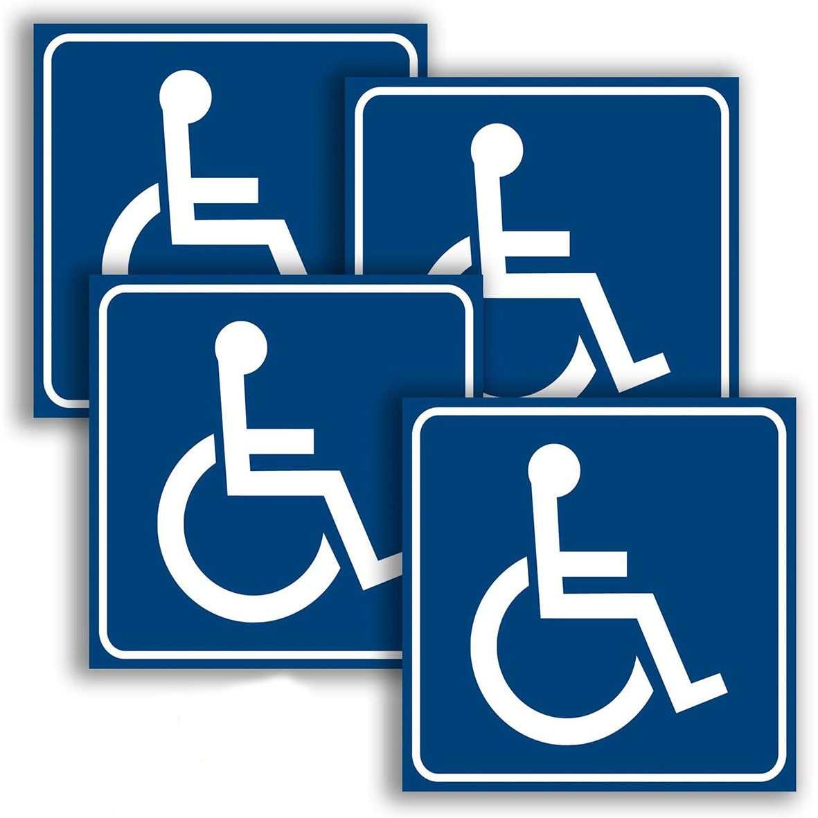 Disabled Stickers Kit 4-piece blue and white wheelchair accessibility decals for indoor and outdoor use