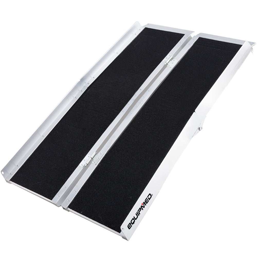 Equipmed 123cm portable folding aluminium access ramp with non-slip surface and 272kg capacity