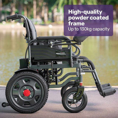 EQUIPMED Electric Folding Wheelchair, Wide Bariatric Chair Seat, Comfortable for S-XL, Long Range, Lithium Battery - Oz Mobility Store