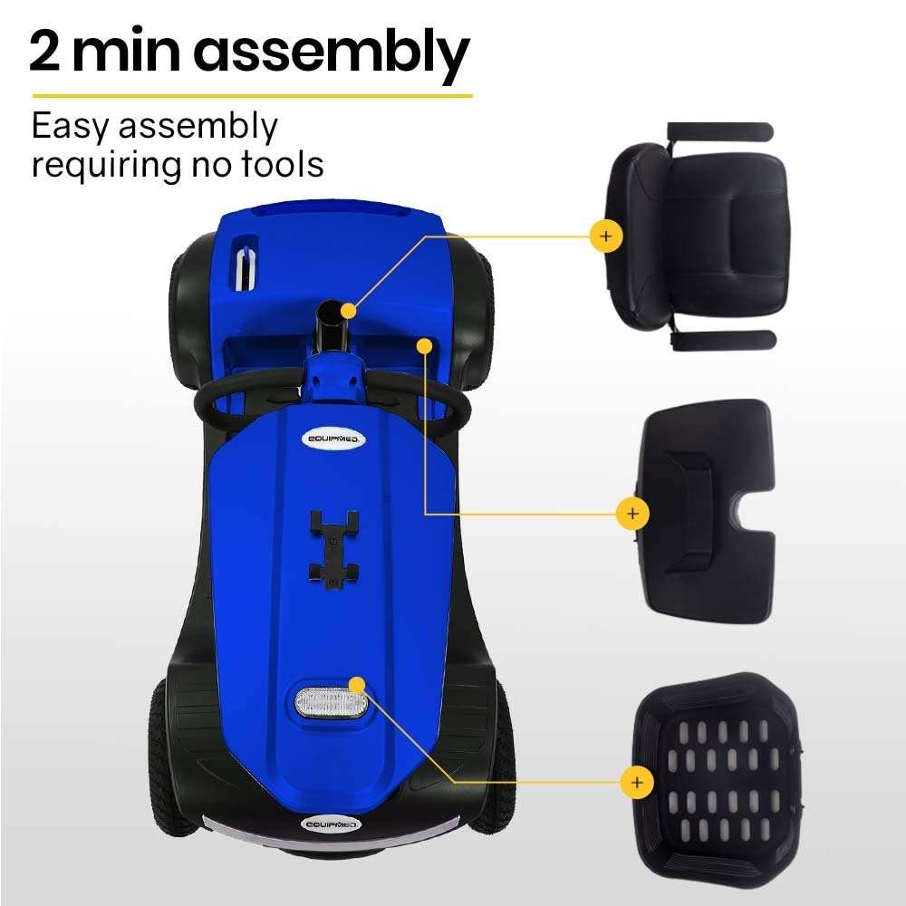 Equipmed Electric Mobility Scooter Pathline Series for elderly with swivel seat and adjustable features