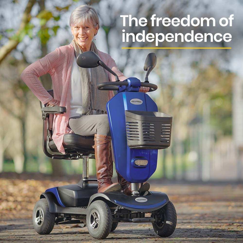 Equipmed Pathline Series electric mobility scooter for elderly with intuitive controls and swivel seat