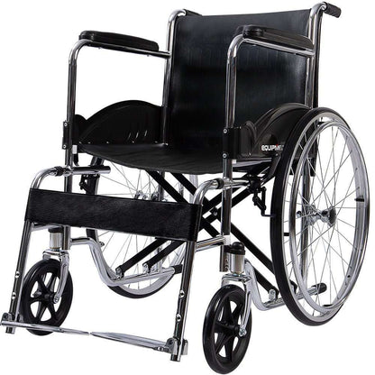 Equipmed folding self propelled wheelchair with 24 inch rear wheels and chrome steel frame