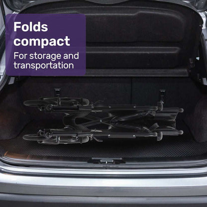 Equipmed folding transit manual wheelchair with steel frame and wide seat designed for comfort and easy transport