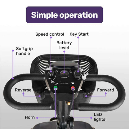 EQUIPMED FreeLite+ Mid-Sized Foldable Electric Mobility Scooter, Lithium Battery, Long Range and Easy Charging - Oz Mobility Store