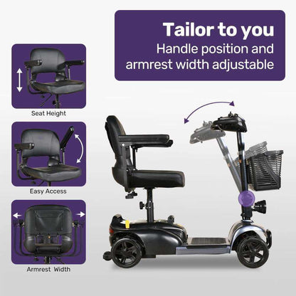 EQUIPMED FreeLite+ Mid-Sized Foldable Electric Mobility Scooter, Lithium Battery, Long Range and Easy Charging - Oz Mobility Store