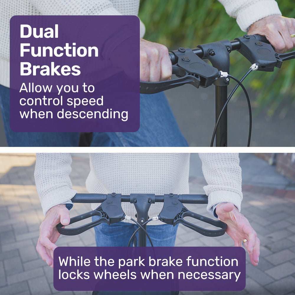 Black Equipmed Easy-Roller Knee Scooter Walker with dual brakes and adjustable features for foot and ankle mobility