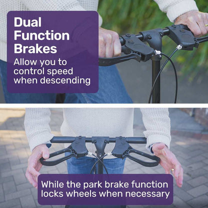 Black Equipmed Easy-Roller Knee Scooter Walker with dual brakes and adjustable features for foot and ankle mobility