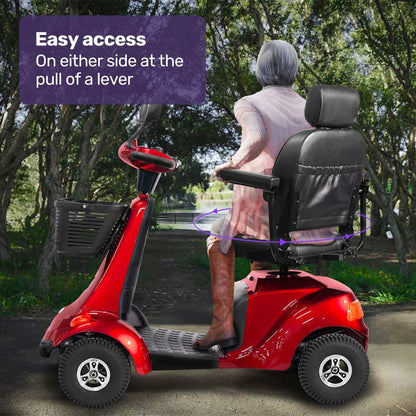 Equipmed LeisureCruise Series extra large red mobility scooter with 182kg capacity and LED display