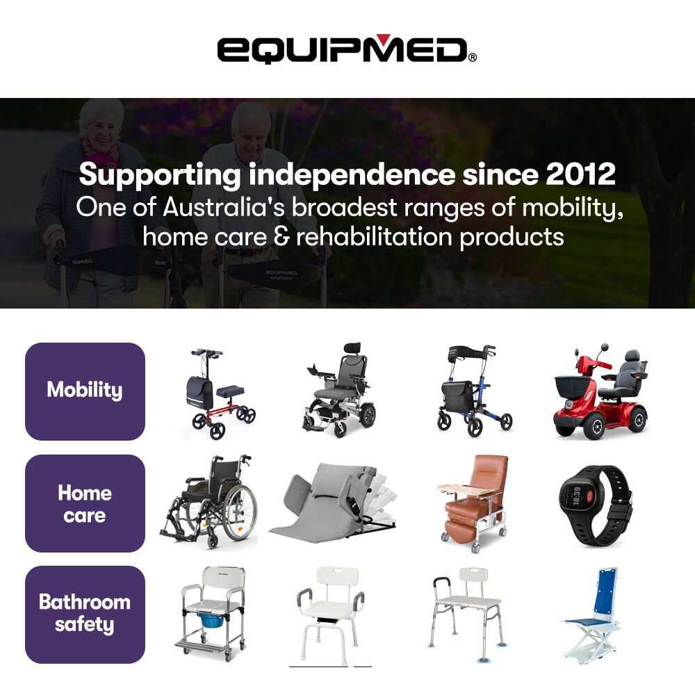 White Equipmed motorised bath lift chair with reclining seat and wired remote control for elderly bathing aid