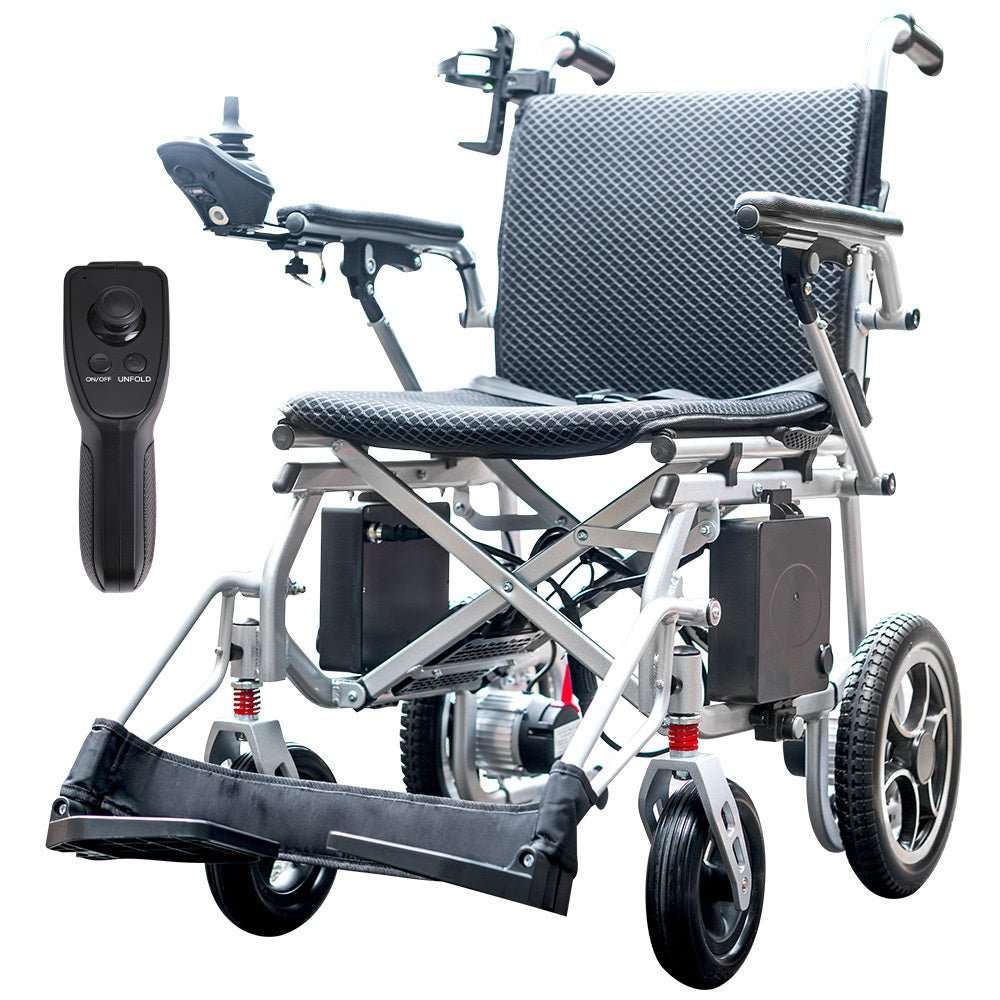 Silver Equipmed Power Electric Wheelchair with lightweight aluminium frame and lithium batteries