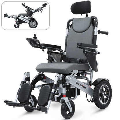 Equipmed PowerCruise Venture+ reclining power electric wheelchair with aluminium frame and airline-approved lithium battery