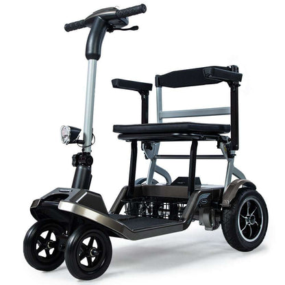 Equipmed ultra-lightweight folding electric mobility scooter in blue, compact and portable design