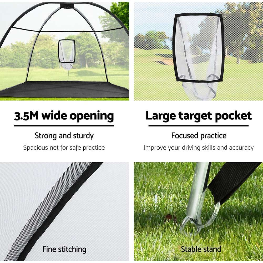 Everfit 3.5m black golf practice net with large target and portable carry bag