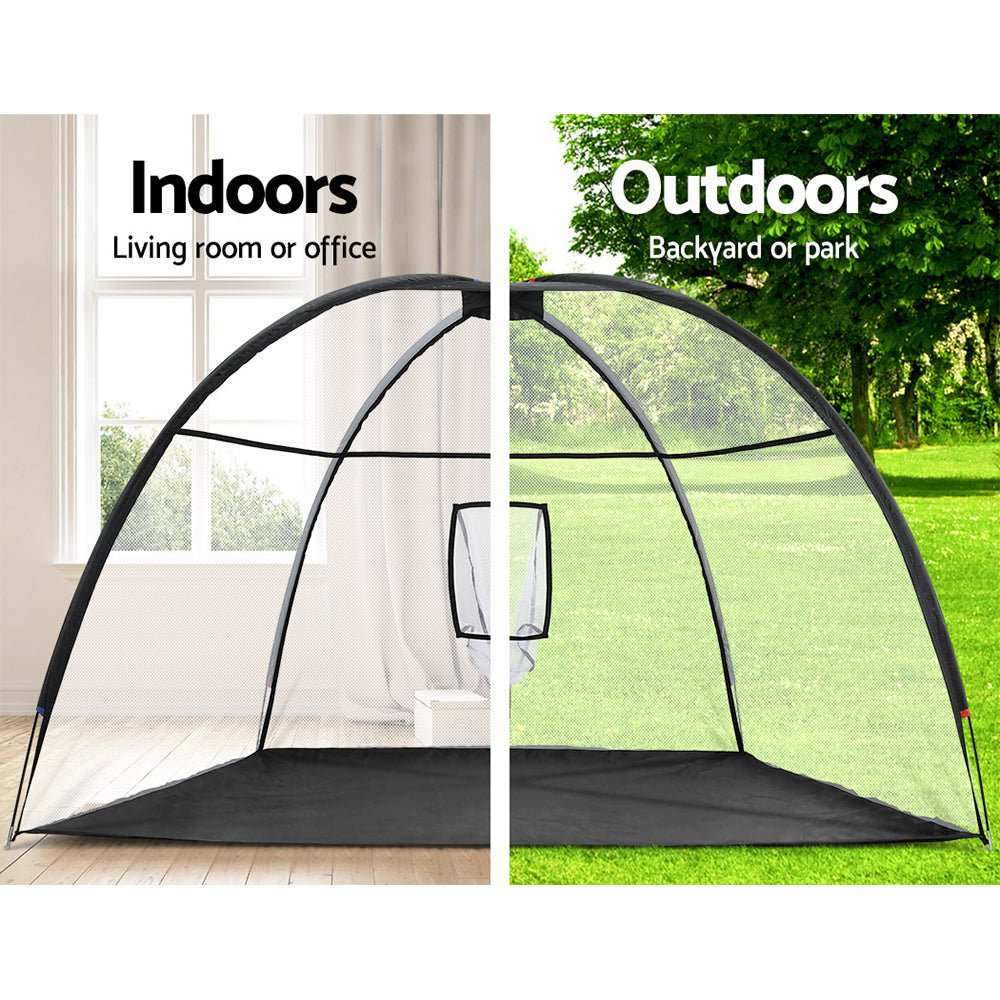 Everfit 3.5m portable black golf practice net with target pocket and fiberglass frame