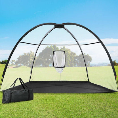 Everfit 3.5m black golf practice net with large target and fiberglass frame for indoor outdoor training
