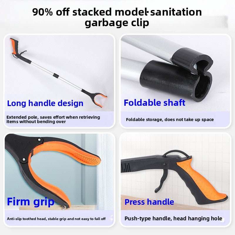 Foldable Grabber Reacher Tool with green and black handle and magnetic tip for lightweight rubbish pickup