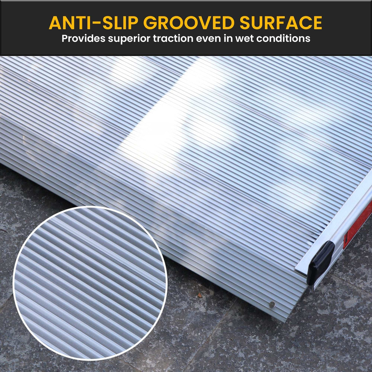 Kartrite 6ft portable aluminium wheelchair ramp with handrails and non-slip surface for safe mobility access