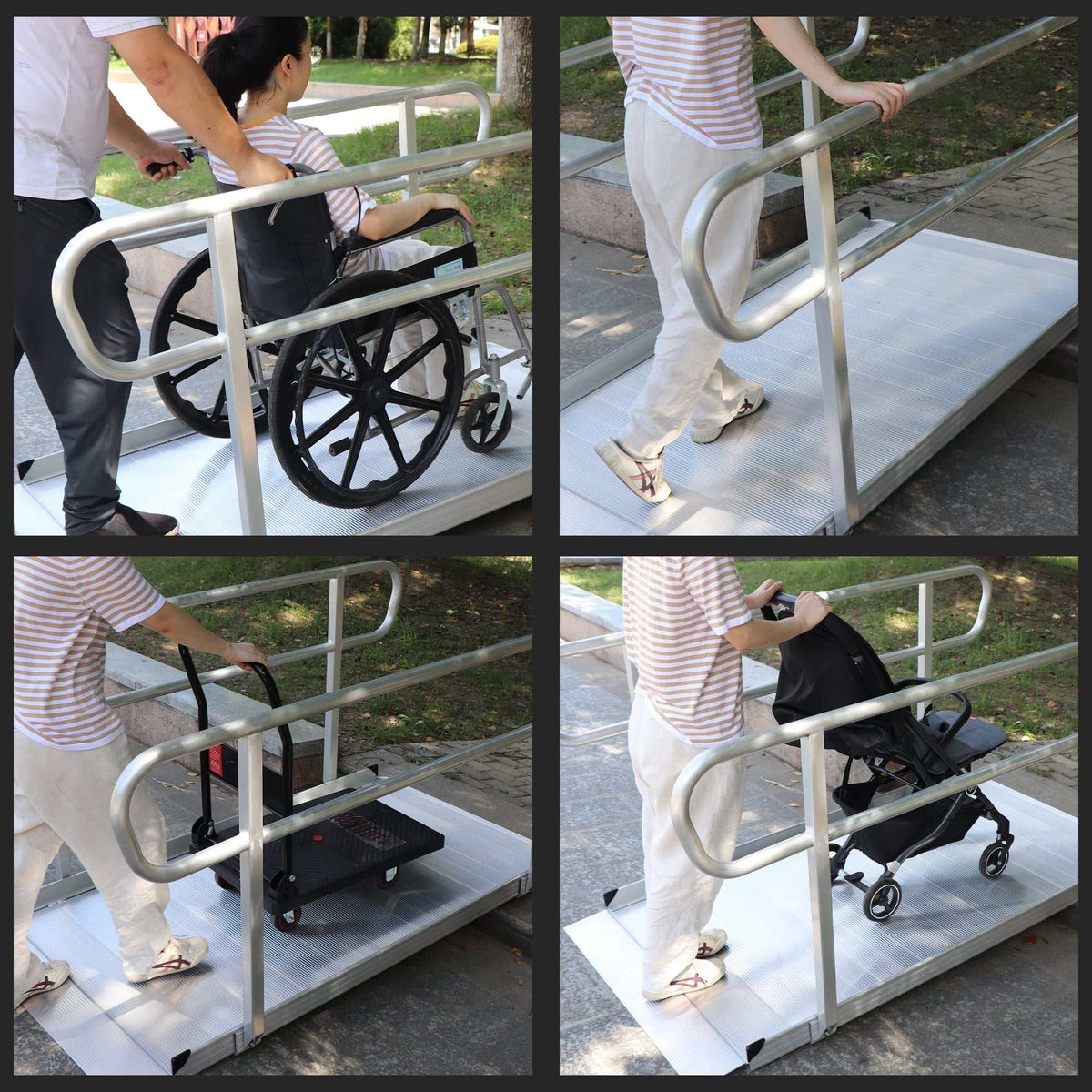 Kartrite 6ft portable aluminium wheelchair ramp with handrails and non-slip surface for safe mobility access
