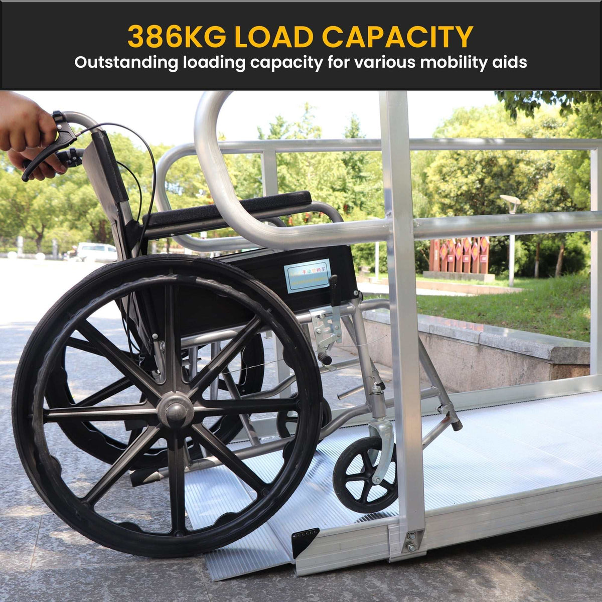 Kartrite 6ft portable aluminium wheelchair ramp with handrails and non-slip surface for mobility access
