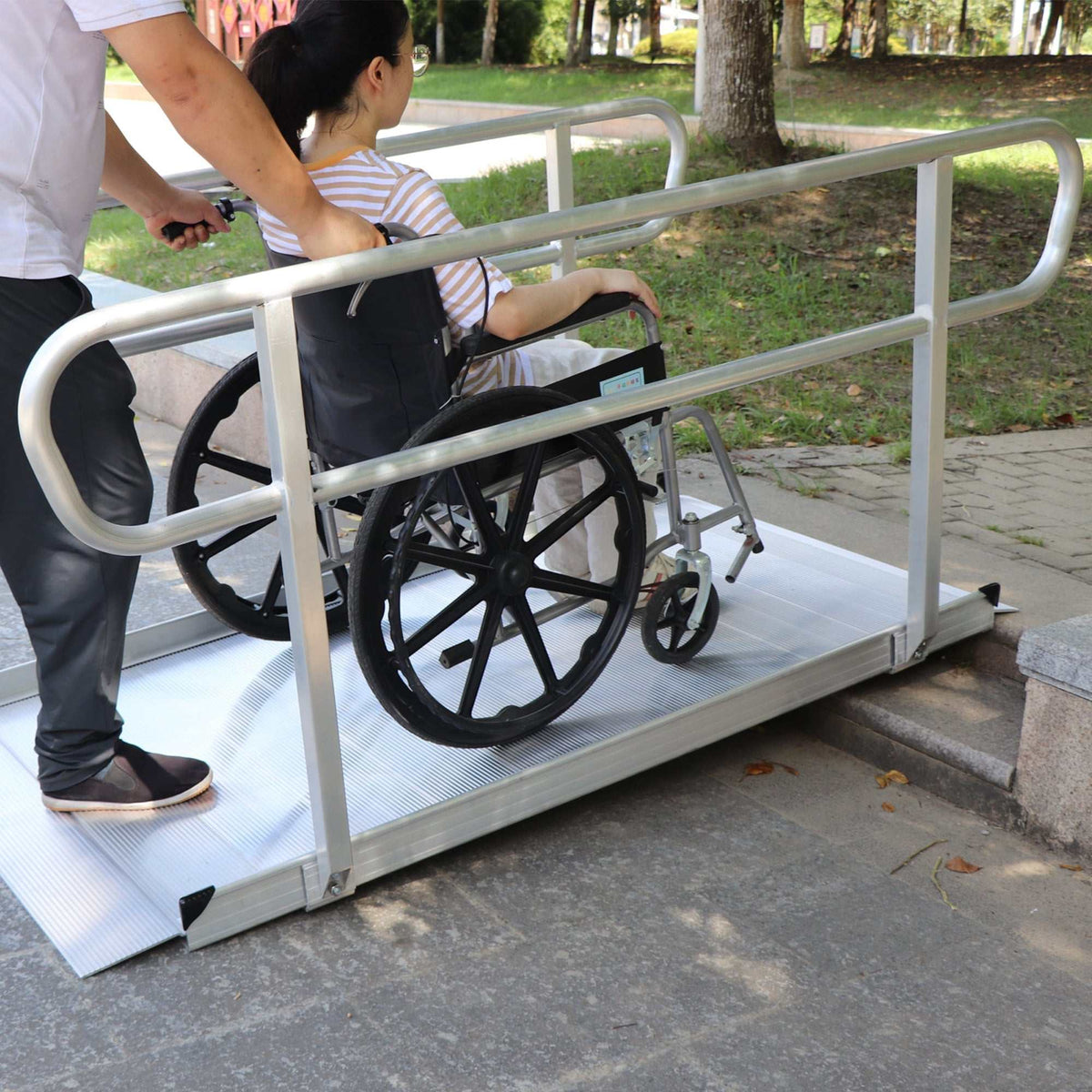Kartrite 6ft portable aluminium wheelchair ramp with handrails and non-slip surface for mobility access