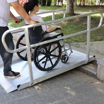 Kartrite 6ft portable aluminium wheelchair ramp with handrails and non-slip surface for mobility access