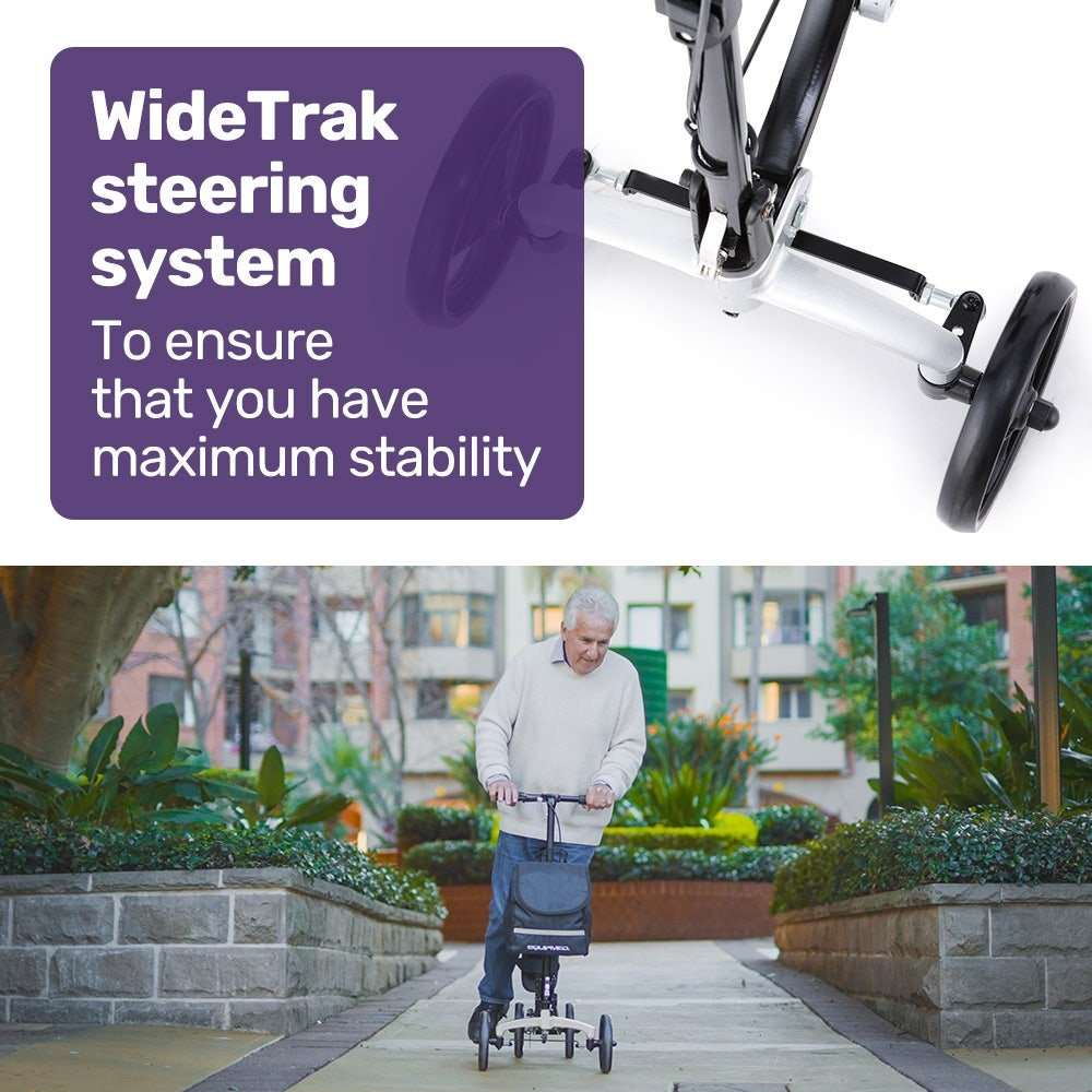 Equipmed Premium Rollator with lightweight alloy frame, foldable design, adjustable handlebar, soft suspension, disc brakes, and puncture-proof wheels for mobility and safety