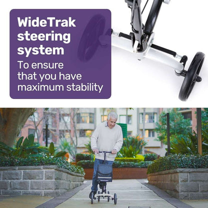 Equipmed Premium Rollator with lightweight alloy frame, foldable design, adjustable handlebar, soft suspension, disc brakes, and puncture-proof wheels for mobility and safety