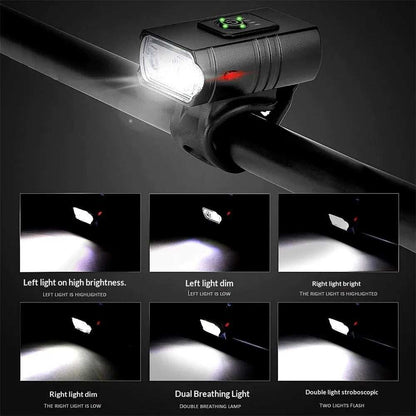 USB rechargeable LED light set for wheelchairs and bikes with adjustable angle and waterproof design