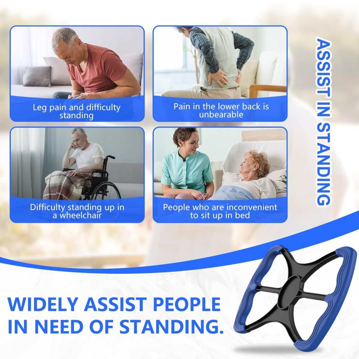 Purple lift assist for elderly with no-slip grip handles for safe standing support