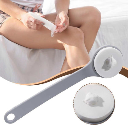 Ergonomic lotion application aid with long handle and anti-slip grip for easy back and body lotion application