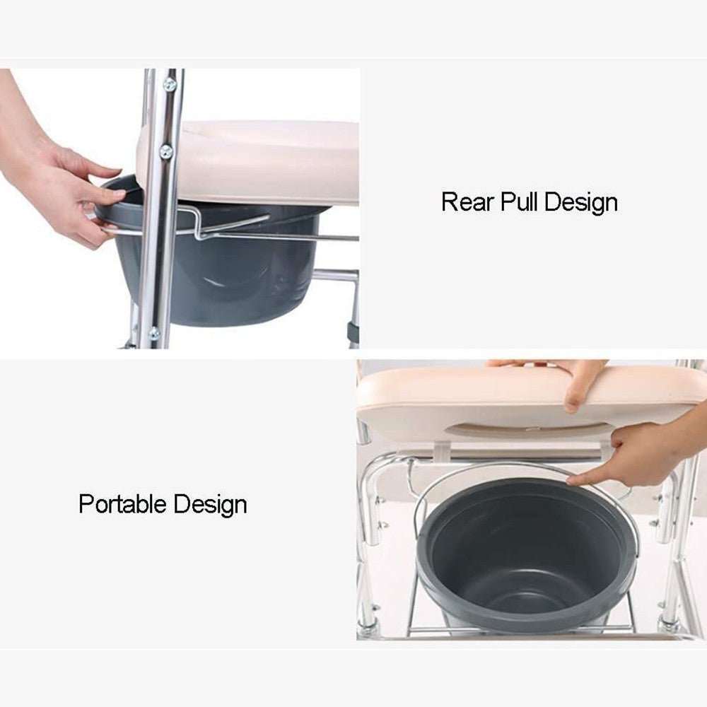 Mobile shower toilet commode chair with aluminum frame and foldable design