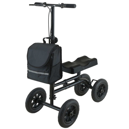 Orthonica Foldable Steel Knee Scooter Mobility Walker with 10-Inch Wheels Height Adjustable Storage Bag 136kg - Oz Mobility Store
