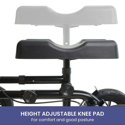 Orthonica Foldable Steel Knee Scooter Mobility Walker with 10-Inch Wheels Height Adjustable Storage Bag 136kg - Oz Mobility Store
